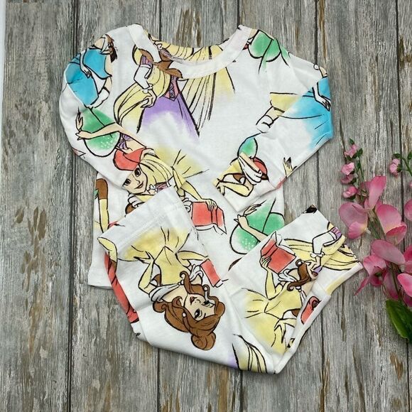 Disney Princess Snug Fit Pajamas Long & Short Sleeve 2, 2-Piece Sets Size 12M - Picture 2 of 14
